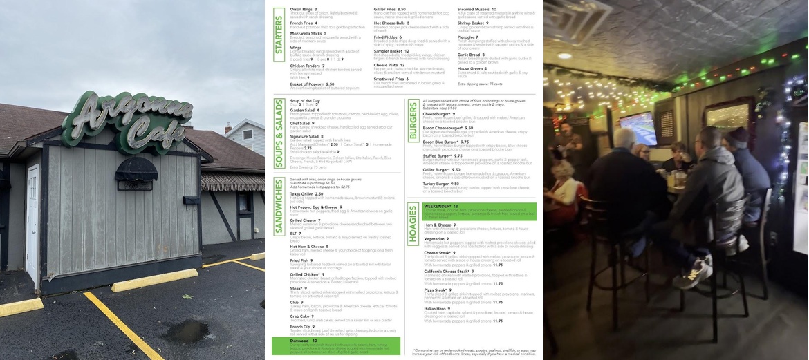 Argonne Cafe Menu